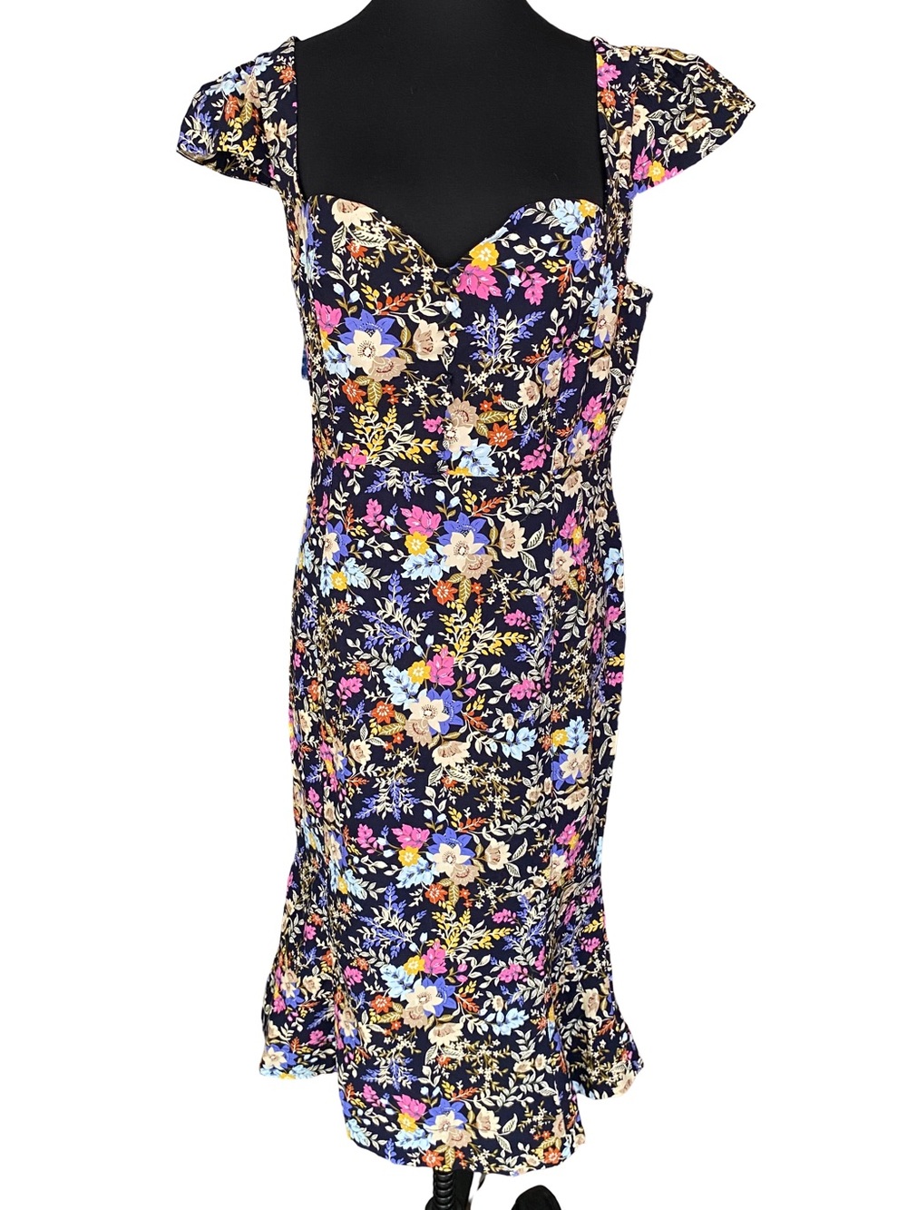 Anthropologie Cecily floral fit and flare sweetheart dress size large petite
